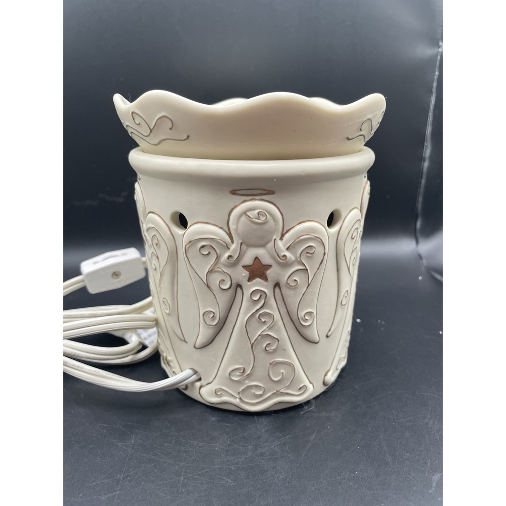 Scentsy Heavenly Angel Full Size Electric Wax Warmer Ivory Gold Retired - Picture 6 of 9